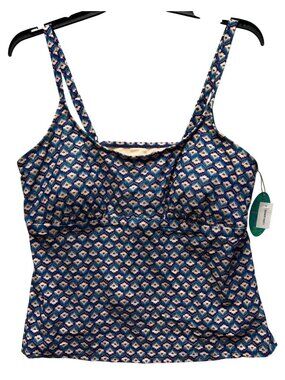 Mynah Size 22W Tankini TOP ONLY Adjustable Straps Blue Sleeveless Lightweight